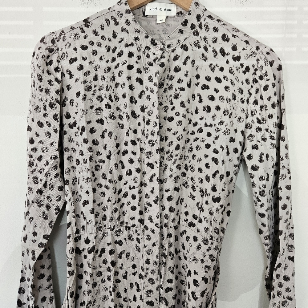 CLOTH + STONE Dress Shirt Style Elastic Waist Gray Size S - Picture 3 of 7